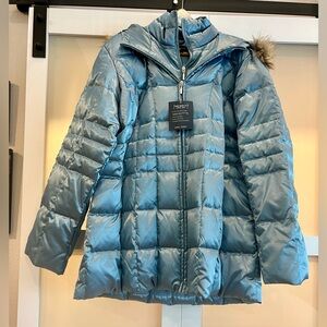 NWT Goose-down Puffer Coat with Faux-Fur Trim
